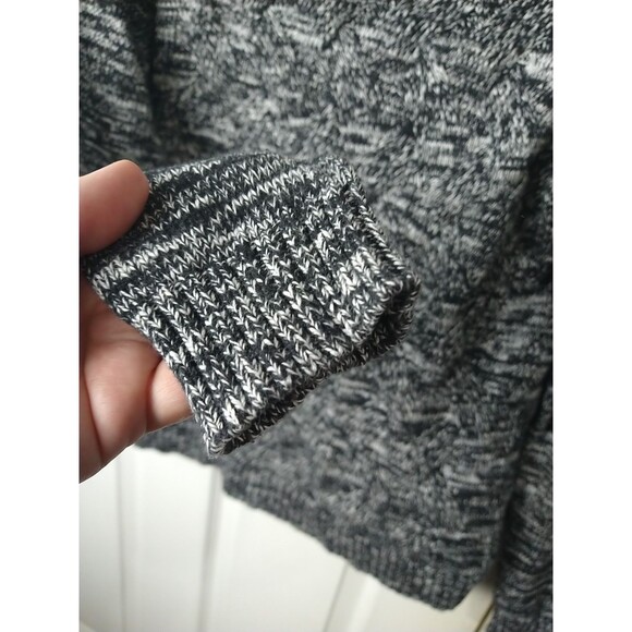 Lands End Woman M Black Grey Marbled Cable Knit Sweater Pullover Casual LS - Picture 5 of 9